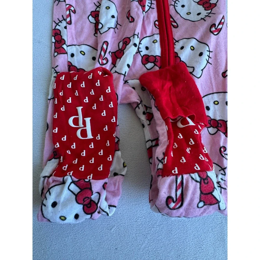Posh Peanut Hello Kitty Christmas Bamboo Sleeper Pink Red Holiday 6-9M Romper